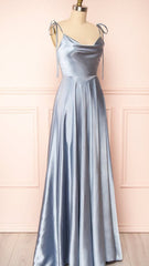 Tie Straps Burgundy Long Prom Dress with Slit