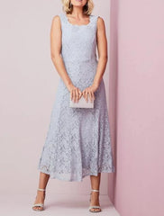 Sheath / Column Mother of the Bride Dress Elegant Scalloped Neckline Ankle Length Chiffon Lace Half Sleeve with Lace Pleats Applique