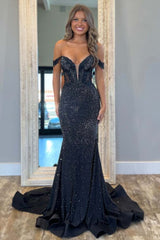 Luxury Black Mermaid Rhinestone Appliqué Handcrafted Couture Prom Gown