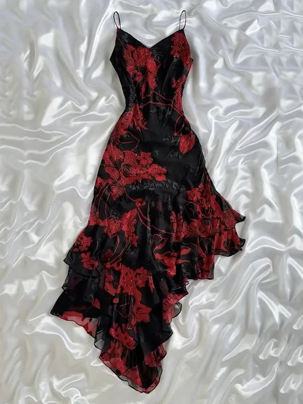Vintage Beaded Applique Prom Dress Sheath Evening Dress Spaghetti Strap Fairy Dress HZ1024