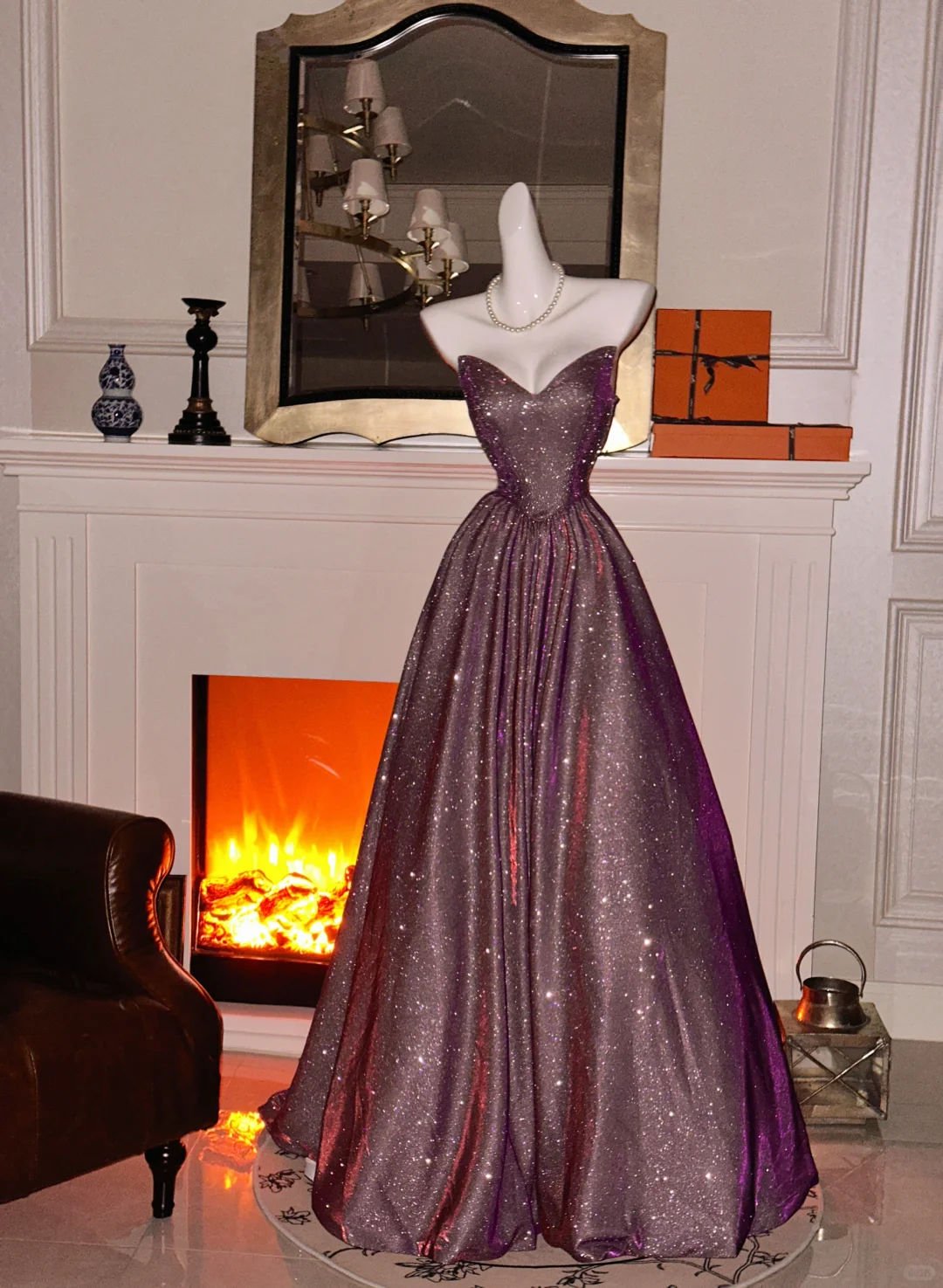 Vintage Glittering Tulle Sweet 16 Quinceanera A-Line V-neck Evening Dress Long Ball Gown HZ1024