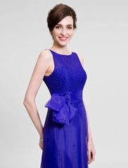 Mermaid / Trumpet Mother of the Bride Dress Beautiful Back Bateau Neck Floor Length Organza Sleeveless No with Lace