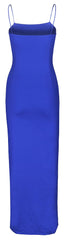 Royal Blue Women's Spaghetti Strap Backless Thigh-high Slit Bodycon Maxi Long Dress Club Prom Dress