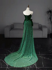 Green Tulle Velvet Long Prom Dress, Green Long Formal Dress