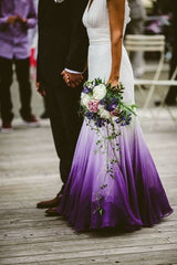V neck Ombre Formal Prom Dress, A Line Wedding Party Gown T1824