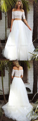 Short Sleeve Bridal Dress, Tulle Wedding Dress, Lace Wedding Dress