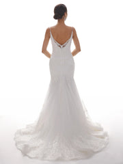 Thin shoulder mermaid ivory mermaid lace wedding dress