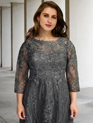 A-Line Plus Size Curve Mother of the Bride Dresses Elegant Dress Formal Wedding Guest Sweep / Brush Train Long Sleeve Jewel Neck Chiffon