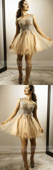 Gold Lace Embroidery Homecoming Dresses Off Shoulder Prom Cocktail Dress