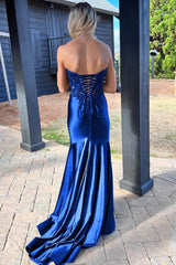 Mermaid Black Sweetheart Sequin Applique Prom Dress with Slit