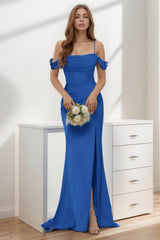 Trumpet-Mermaid Sweep-Brush Train Silk-Like Prom Dress CS0399