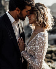 Frayah | Bohemian A-Line Sparkly Sequined Luxury Wedding Dresses