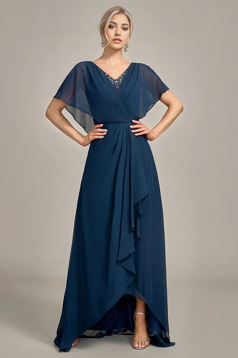 A-Line Asymmetrical Sequins Mother of the Bride Dress With Beading
