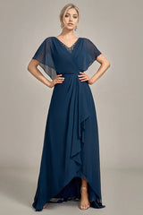 A-Line Asymmetrical Sequins Mother of the Bride Dress With Beading