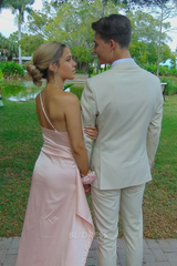 Mermaid One Shoulder Pink Slit Pink formal dresses Bridesmaid Dresses evening gown Prom Dress