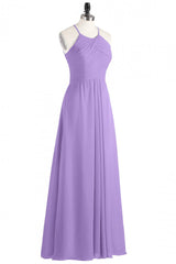 Salie groene chiffon halter backless lange bruidsmeisje jurk