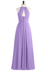Salie groene chiffon halter backless lange bruidsmeisje jurk