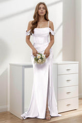 Trumpet-Mermaid Sweep-Brush Train Silk-Like Prom Dress CS0399