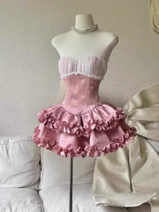 Cute Ball Gown Strapless Pink Party Dresses Short Formal Homecoming Dresses Night Chic Elegant Short Dresses Cocktail Dress 16th Birthday Outfits Hoco Dresses DH2759