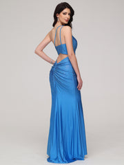 Trumpet/Mermaid One-Shoulder Ruched Sweep Train Prom Dress With Split