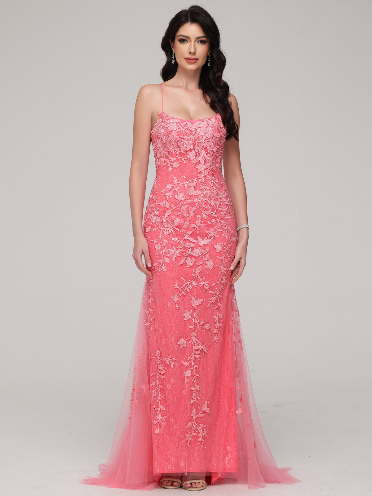 Sheath/Column Spaghetti Straps Asymmetrical Sweep Train Prom Dress