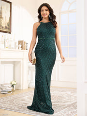 Trumpet/Mermaid Halter Sequins Long Prom Dress