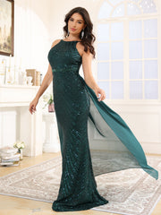 Trumpet/Mermaid Halter Sequins Long Prom Dress