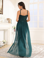Trumpet/Mermaid Halter Sequins Long Prom Dress