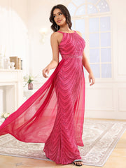 Trumpet/Mermaid Halter Sequins Floor Length Prom Dress
