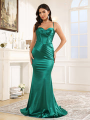 Sweetheart Sleeveless Pleats Sweep Train Prom Dress