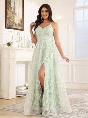 Sweetheart A-Line Lace Up Floor Length Prom Dress With Split