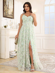 Sweetheart A-Line Lace Up Floor Length Prom Dress With Split