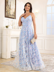 A-Line Spaghetti Straps Backless Floor Length Prom Dress With Split