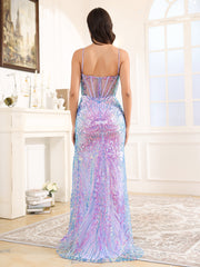 Trumpet/Mermaid Spaghetti Straps Sweep Train Prom Dress