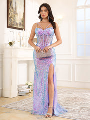 Trumpet/Mermaid Spaghetti Straps Sweep Train Prom Dress