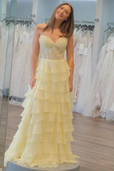 Royal Blue Chiffon Sweetheart Ruffle Tiered Long Prom Dress
