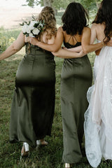 Champagne Cowl Neck Spaghetti Strap Long Dress