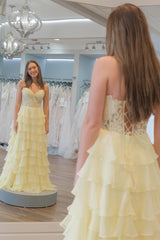 Royal Blue Chiffon Sweetheart Ruffle Tiered Long Prom Dress