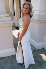 One-Shoulder Red Cut Glass Mirror Cutout Long Formal Dress