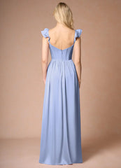 Jimiss A-line off shoulder side slit backless and floor length Prom dress