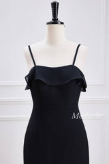 Black Spaghetti Strap Ruffle Multi-Layer Maxi Dress