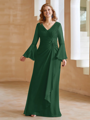 V-neck folds and mother of the bride dress