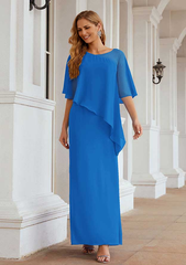 Sleeveless Scoop Neck Ankle-Length Chiffon Mother of the Bride Dress Pure Color