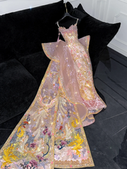 Gorgeous Sparkling Beaded Sequin Exquisite Embroidery Mermaid Design Evening Dress Prom Dresses Outfit HZ1024