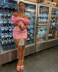 Pink Short Prom Dress Tight Bodycon Dresses