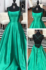 Green Prom Dress Slit Skirt, Evening Dress, Graduation School Party Gown