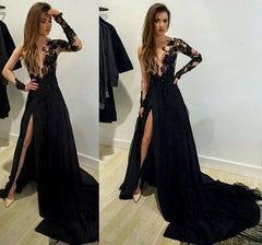 Black Prom Dress Long , Evening Dress, Formal Dresses, Graduation School Party Dance Dress