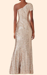 One Shoulder Sequin Long Bridesmaid Dress