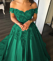 Elegant Flower And Lace Appliques V Neck Satin Prom Dresses