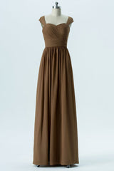 Brown Sweetheart Cutout Back Bridesmaid Dress